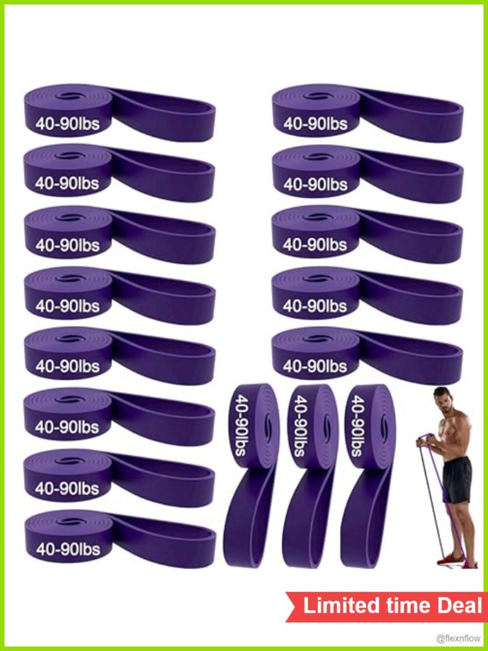 16-Piece Premium Natural Latex Resistance Bands Set with Carry Bag for Strength